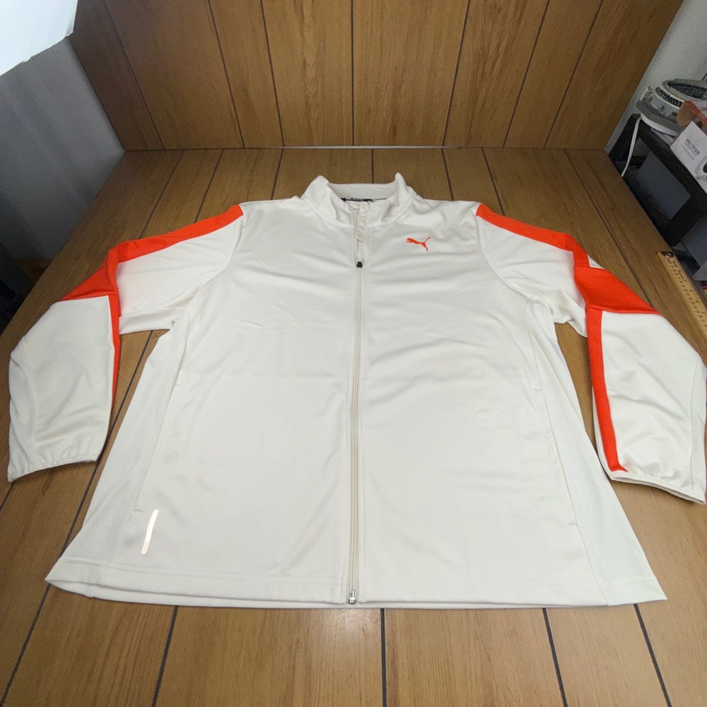 Puma Mens XXL Train DryCell Track Jacket White Orange Full Zip 588279-87